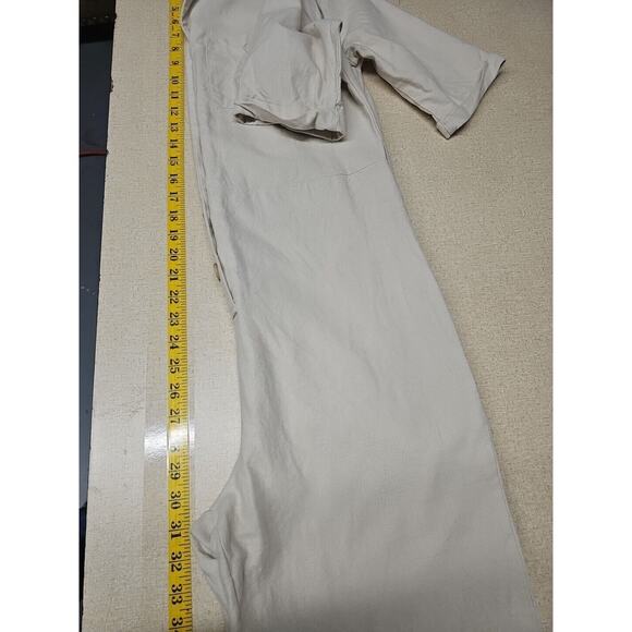 Myra Fantasy Jumpsuit Womens Sz Med Neutral Cropped Lagenlook Button Front - Picture 8 of 9